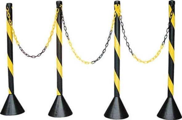 Kit 4 Pedestal 95cm Sinalização + 10 Mts Corrente Isolamento 0