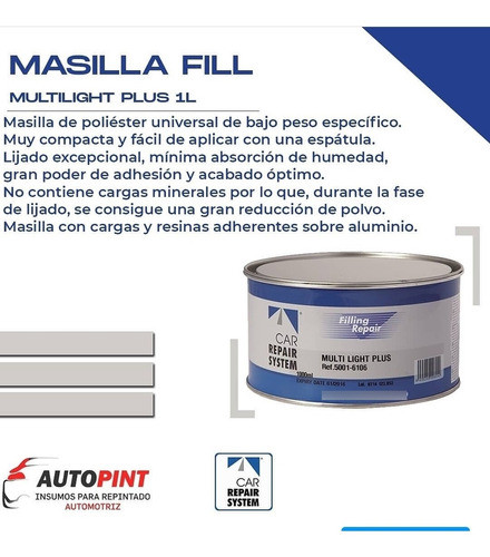 Masilla Carrepairsystem Poliester Multilight Plus 1