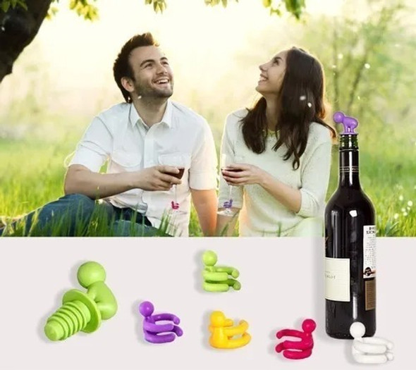 Marcadores De Taça 6 Unidades + Tampa Vinho Silicone 1
