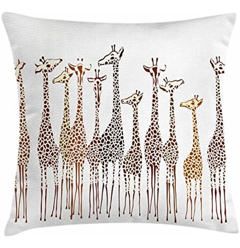 Lunarable Savannah Throw Pillow Funda De Cojín, Jirafas Trop 0