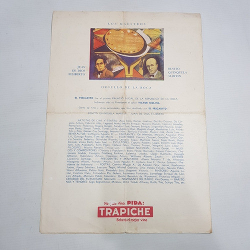 La Boca Antiguo Menú El Pescadito 1925 Trapiche Mag 60978 1