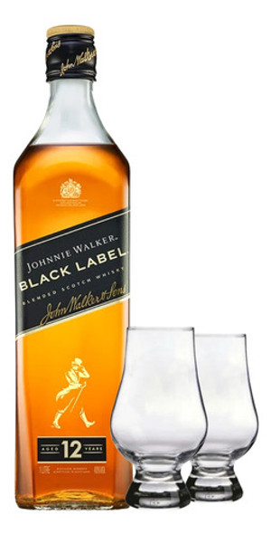 Whisky Johnnie Walker Black 1l + 2 Copas De Cata De Cristal 0