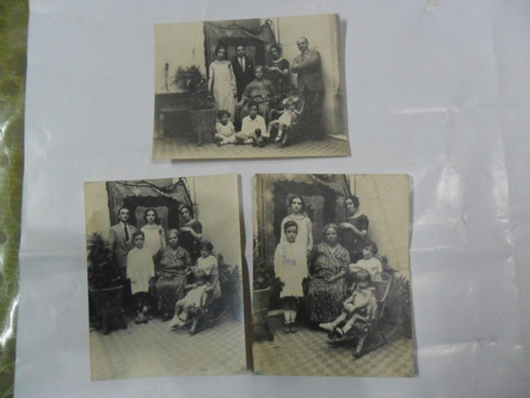 Antigua Fotografia Foto Familia Maceta Patio Niño Mecedora 0