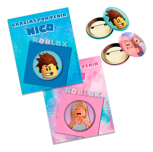 Pines Souvenirs Roblox 38 Mm+ Tarjeta Personalizada X 40 0