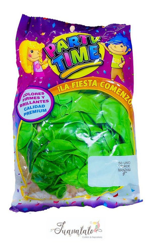 Globos Lisos Verde Manzana X15u Latex 9pLG Cotillon Fiesta 1