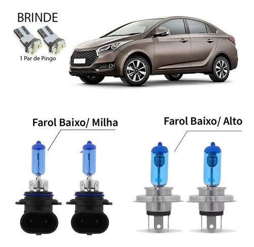 Jogo Lampadas Brancas Farol Alto/milha/baixo 8500k Hb20s 0