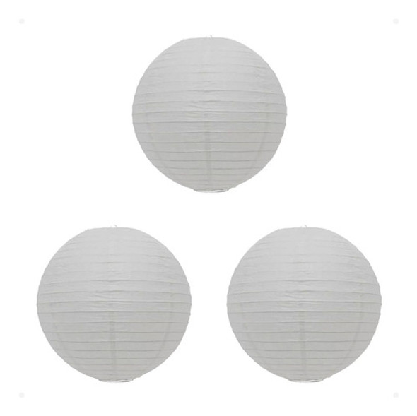 Kit 3 Luminária Oriental Japonesa/chinesa Papel Branca 20cm 0