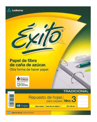 Repuesto De Hojas Rayadas Para Carpeta N3 100grs X48hjs 0