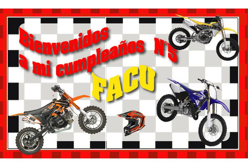 Moto Cross Combo Cumpleaños Impreso Y Cortado 0
