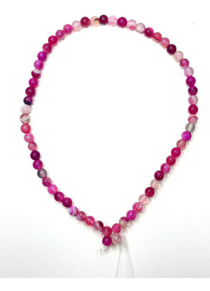 Fio De Pedra Legitima Agata Rosa 6mm Natural Tendencia 0