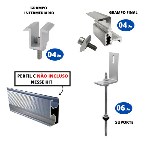 Kit Estrutura Suporte Linha C 03 Placas Solar Viga Metálica 1