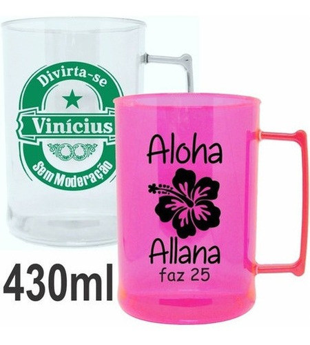 100 Canecas Personalizadas Chopp Acrilica  450ml Frent/vers 1