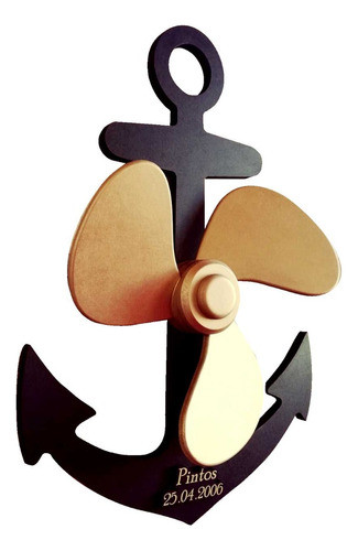 Ancla Y Hélice Barco Adorno 3d.  60cm De Alto. 0