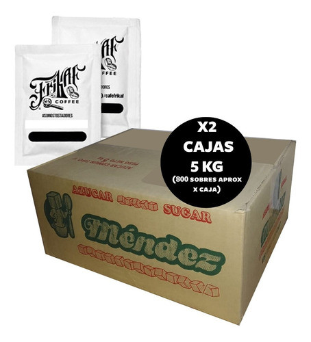 2 Cajas De Azucar 800 Sobres 6,25 Grs X 5 Kg Mendez Frikaf 0