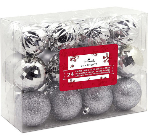 Adornos De Navidad Set De 24 Bolas Plateadas 0