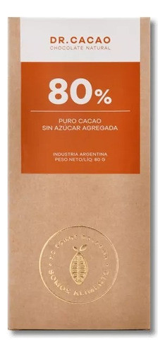 Dr Cacao 80% Sin Azucar Caja 10 Unidades 0