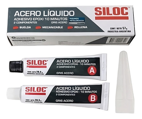Siloc Acero Liquido Gris Adhesivo Epoxi 10 Minutos 57g 1 Un 0