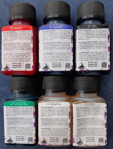 Lote 5 Esmaltes Italianos + 1 Diluente Pintura Em Porcelana 1
