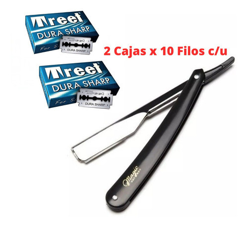 Kit Navaja Barbero + Filos X 10 Hojas Barberia Peluqueria 0