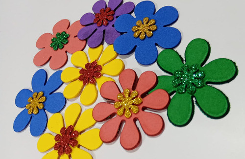 Pack 10 Flores En Goma Eva 10cm C/u 1