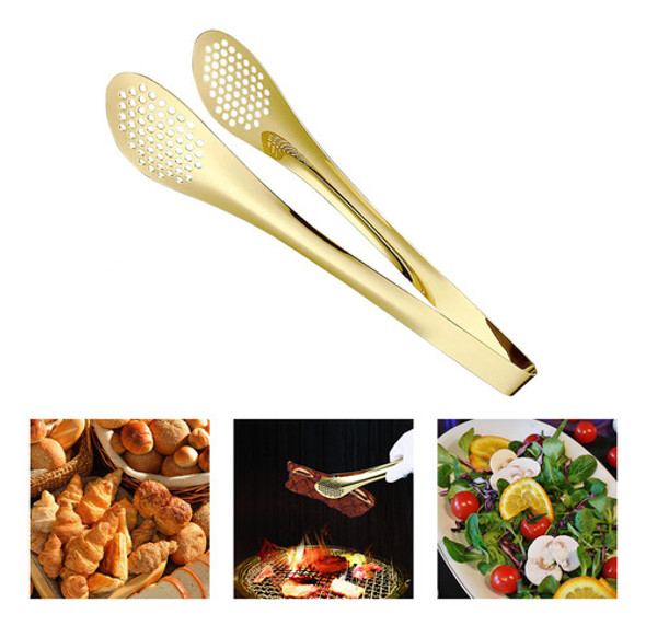 Modus Pegador Pinça De Cozinha Pr Salada Pão Ouro Inox 29cm 0
