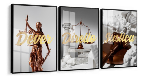 Kit 3 Quadros Decorativos Advogado Frases Escritório Vidro 0