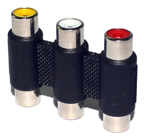 Emenda Adaptador Rca X Rca Fêmea Tripla Extensor Video Áudio 1