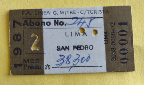 Abono Ferrocarril Mitre De Estación Lima A San Pedro 0