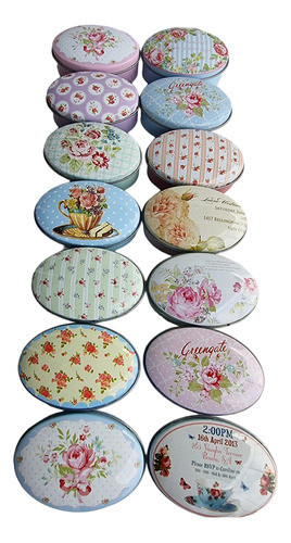 Lata Pastillero Diseños Unicos Deco Vintage Ovalado X10 Unid 0