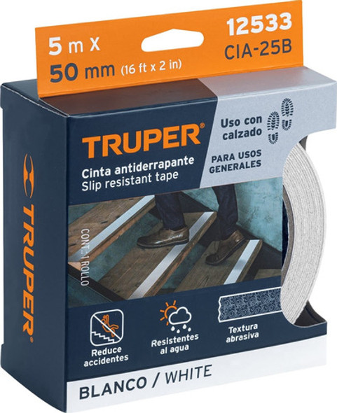 Cinta Antideslizante Blanca 50mm Pisos Escaleras Truper 5 Mt 1