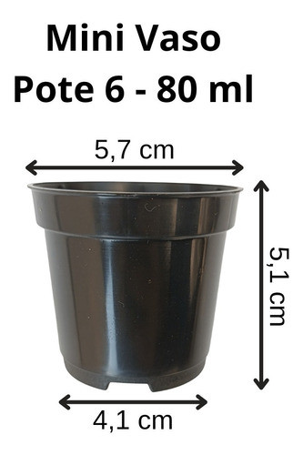 50 Mini Vasos Pote 6 Preto Para Mini Suculentas Mini Cactos 1