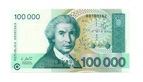Croacia Billete 100000 Dinares Año 1993 P#27 Sin Circular 0