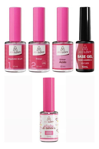 Kit Preparadores + Óleo De Cutícula 10ml Blindagem Anylovy 0