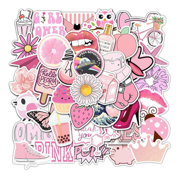 Calcomanas Estticas Rosas Para Nias, Impermeables, Bonitas C 0