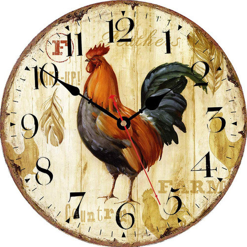 Qukueoy Reloj Analogico De Gallo Vintage De 14 Pulgadas Para 0