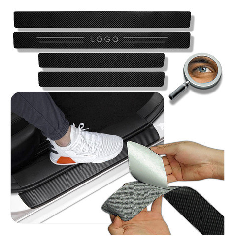 4 Cubre Zocalos Focus Fiesta Ka Cuerina Carbon Tuningchrome 0