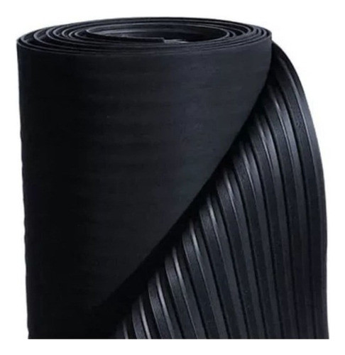 Piso De Borracha Ripado Preto De 3mm-rolo 1.40x40cm 1