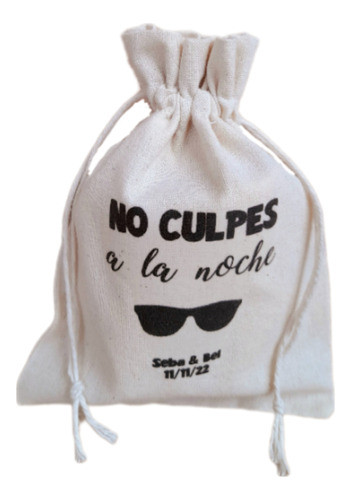 Bolsitas Para Souvenires En Lienzo Estampadas En Negro. 0