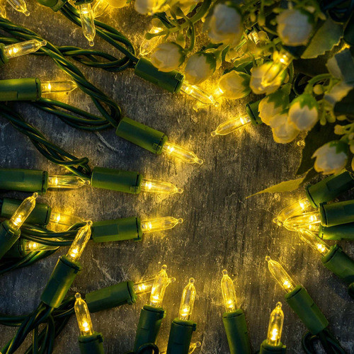 Yuletime Luces Led De Navidad Blancas Clidas Con Cable Verde 1