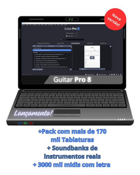 Guitar Pro 8+soundbanks+170 Mil Tablaturas+3000 Midis+bônus 0