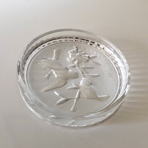 Cenicero Cristal Alemán Diseño Pájaros Vintage Walther Glas 0