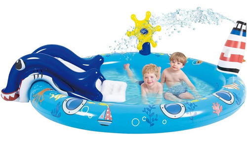 Centro De Juegos Inflable Marine Life Spray Pool Con Tobogán 0