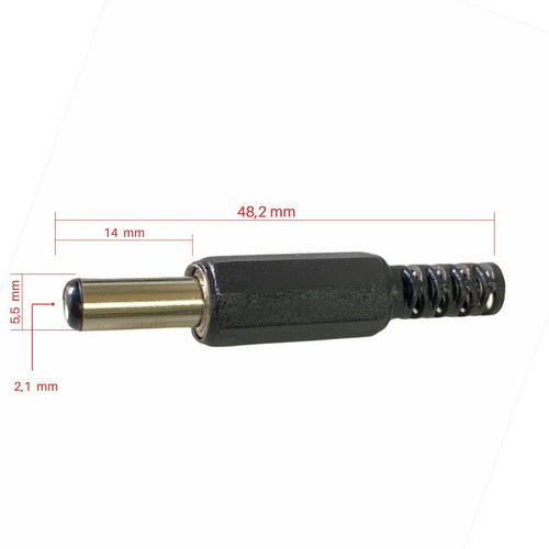 Ficha Plug Hueco Dc 5.5mm X 2.1mm Lar 14mm X 5 Unidades 1