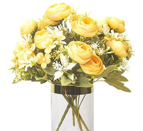 Flores Artificiales Peonía 4 Ramos Arreglos Flores Seda Fals 0