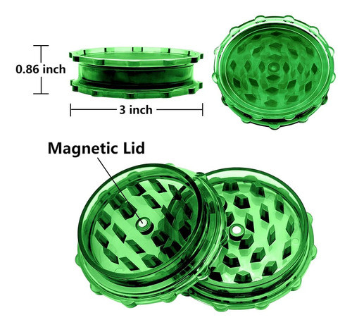 Molino De Cocina De 7,62 Cm Con Tapa Magnética Verde 1