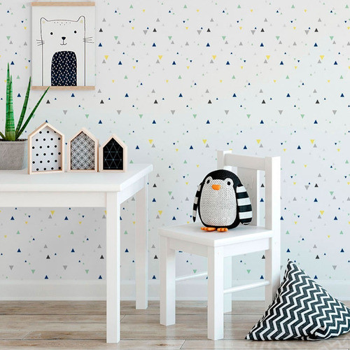 Papel De Parede Para Quarto Infantil Triângulos Baby 1,50m 0