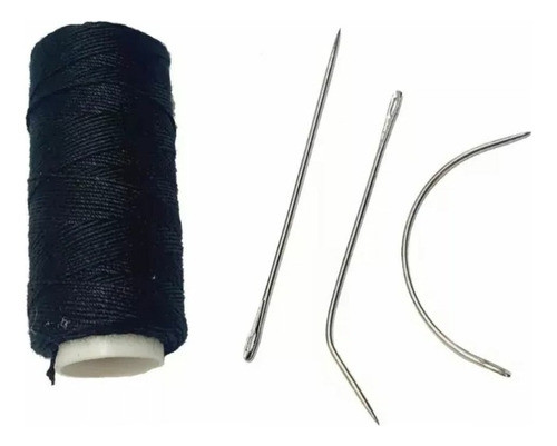 Kit 3 Agulhas + 1 Linha De Costura P/ Entrelace Mega-hair 0