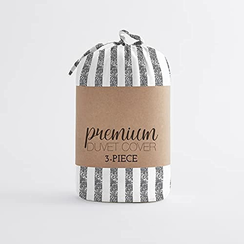 Juego De Funda Nórdica Linen Market, Rugged Stripes Gray, Qu 1