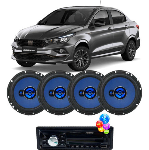 Kit Som Bt Usb Rádio + 4 Alto Falantes Hurricane Fiat Cronos 0
