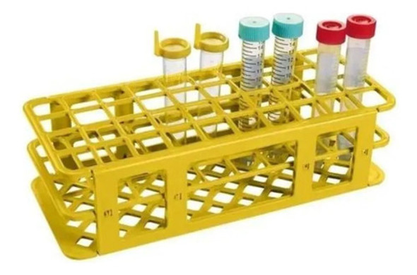 Estante Rack Plastico P/ 90 Tubos De Ensaio 13mm Amarela 0
